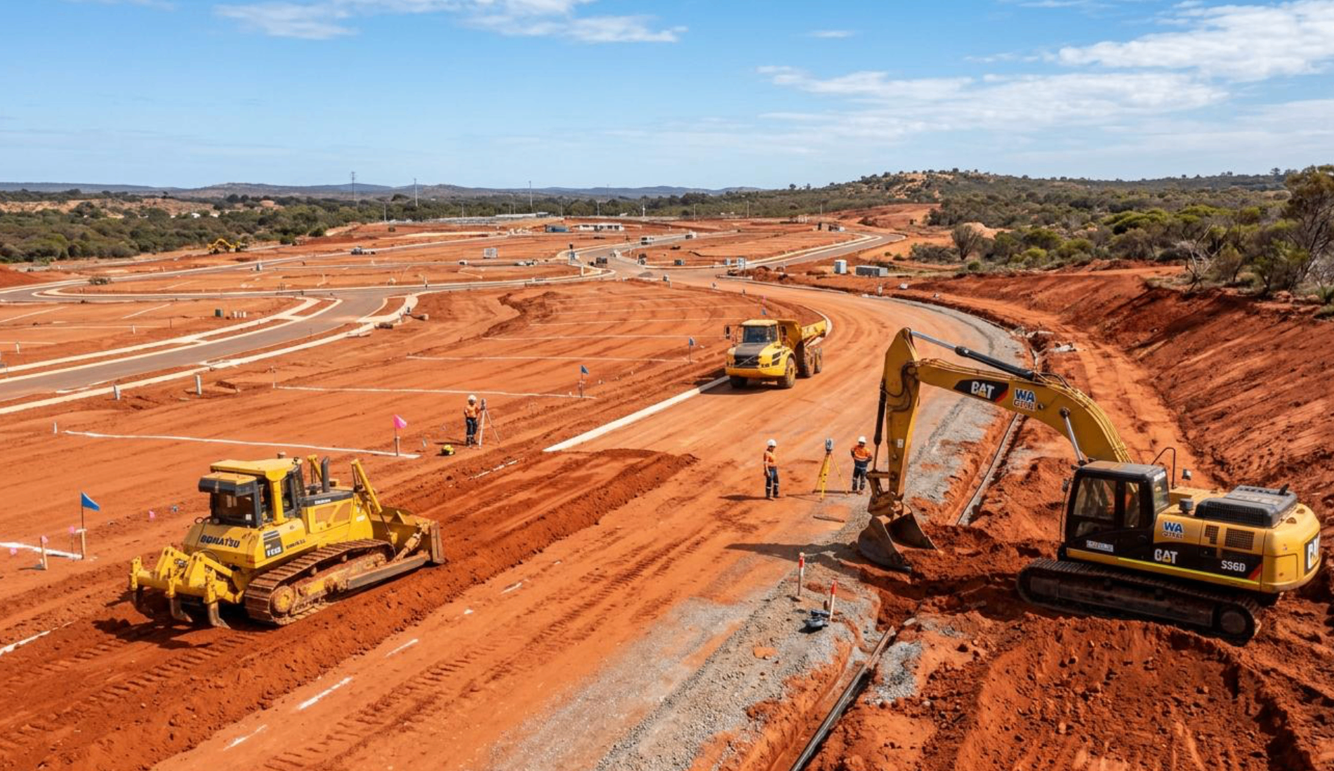 Aerial view of bulk earthworks and civil subdivision project